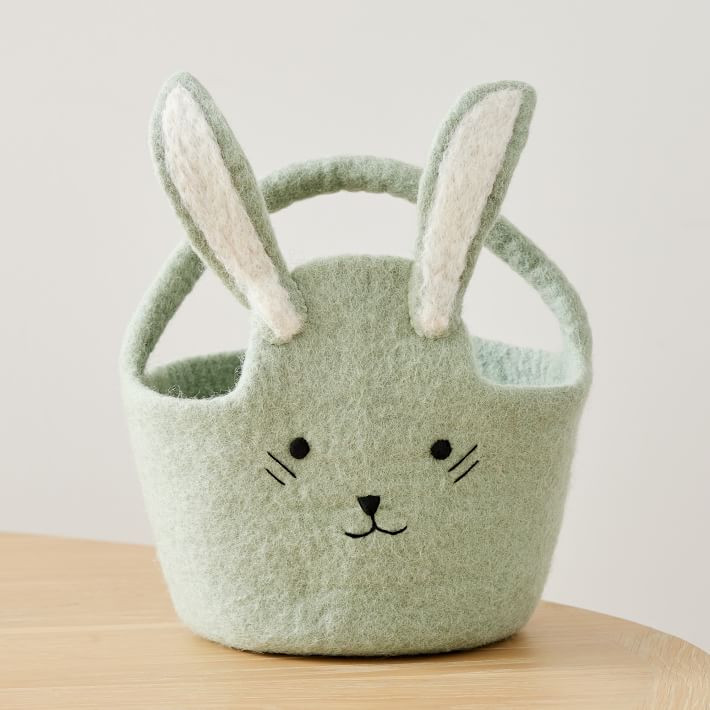 Felt Bunny Easter Bucket, Green | West Elm (US)