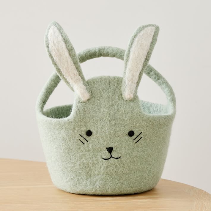 Felt Bunny Easter Bucket, Green | West Elm (US)