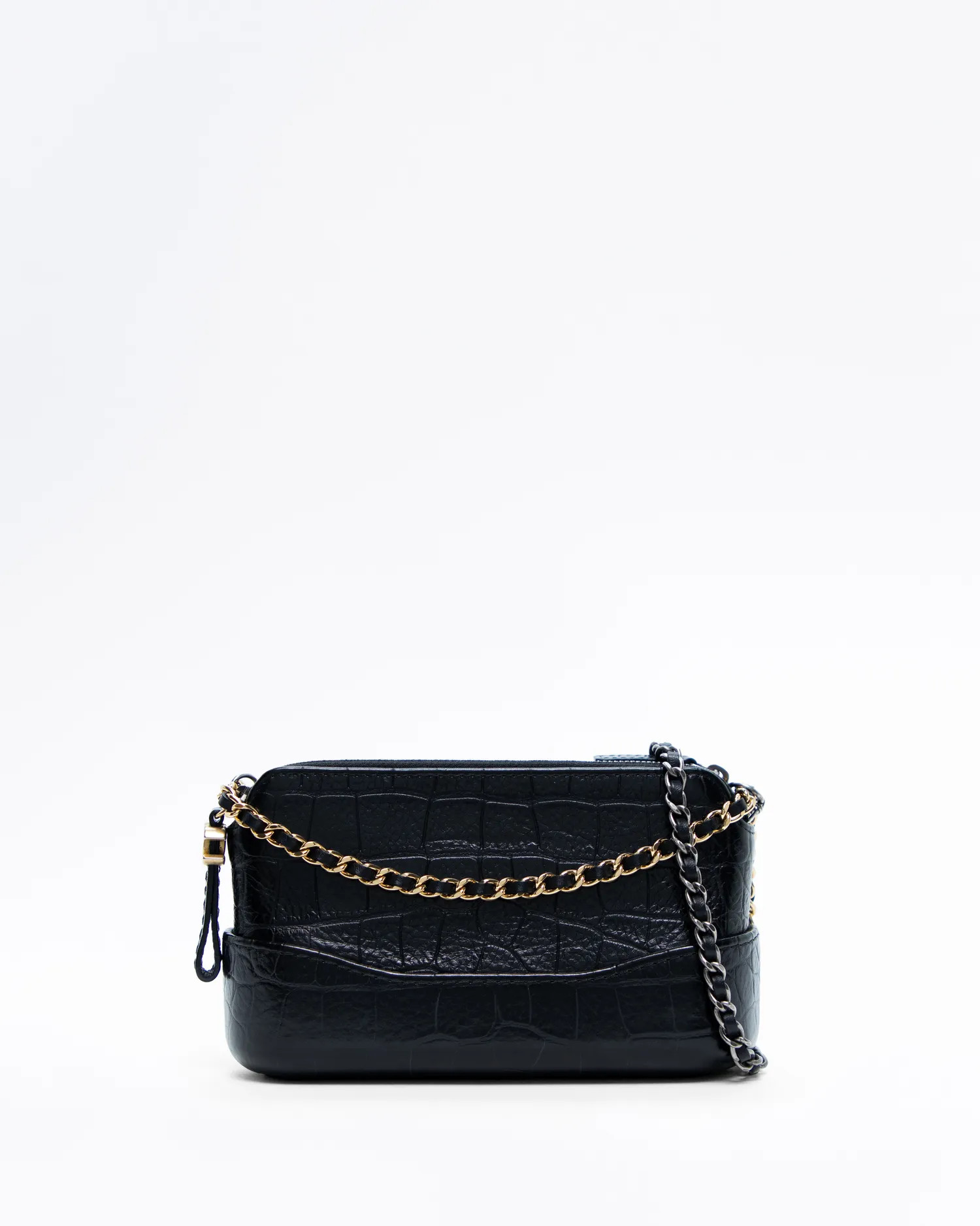 Croc-Embossed Gabrielle Clutch with Chain | Vivrelle