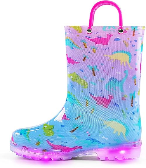 K KomForme Kids Rain Boots, Waterproof Light up Boots with Easy-on Handles       Send to LogieIns... | Amazon (US)