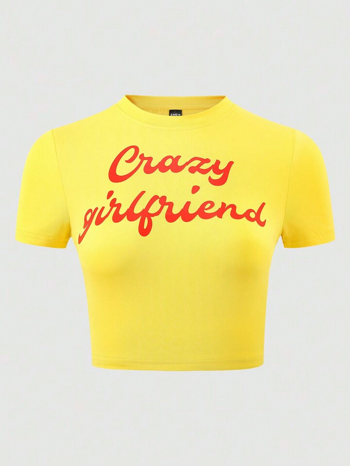 SHEIN ICON Slogan Graphic Crop Tee | SHEIN