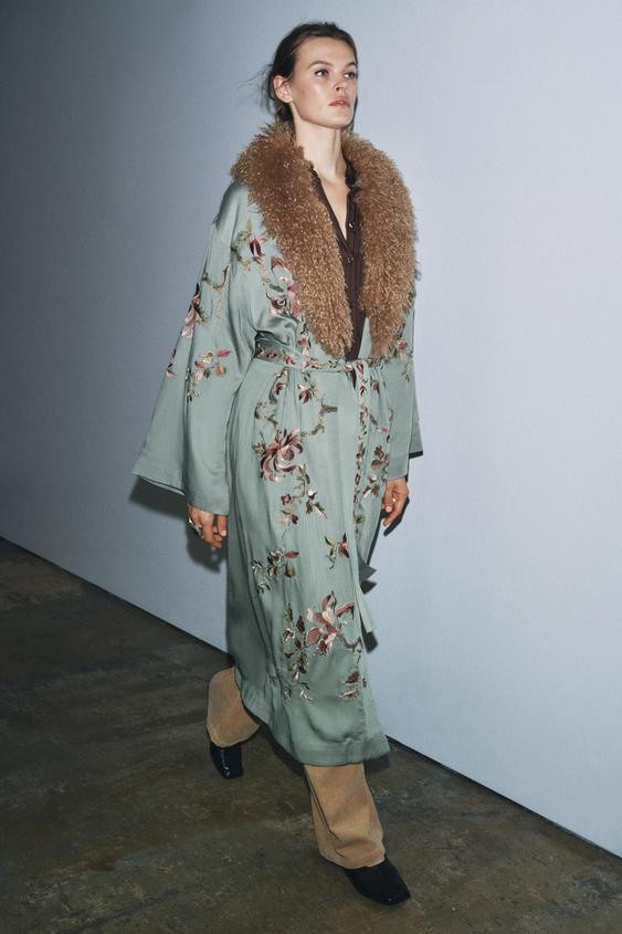 FAUX FUR COLLAR KIMONO ZW COLLECTION LIMITED EDITION | Zara US