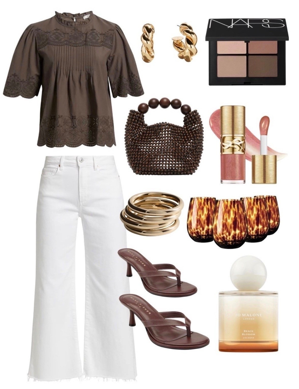 Styling white jeans 
Spring outfit 
Vacation outfit 
Brown sandals
Tortoise shell glasses 

#LTKSeasonal #LTKdayinmylife
