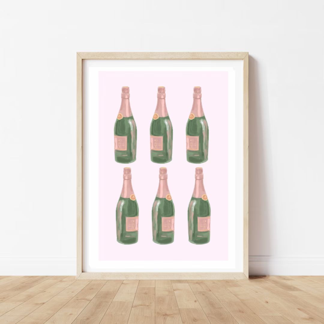 Champagne Printable Pink New Years Print Champagne Prints - Etsy | Etsy (US)