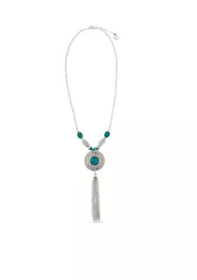 Erica Lyons Women Silver- Toned Go West Long Tassel Necklace - | Belk