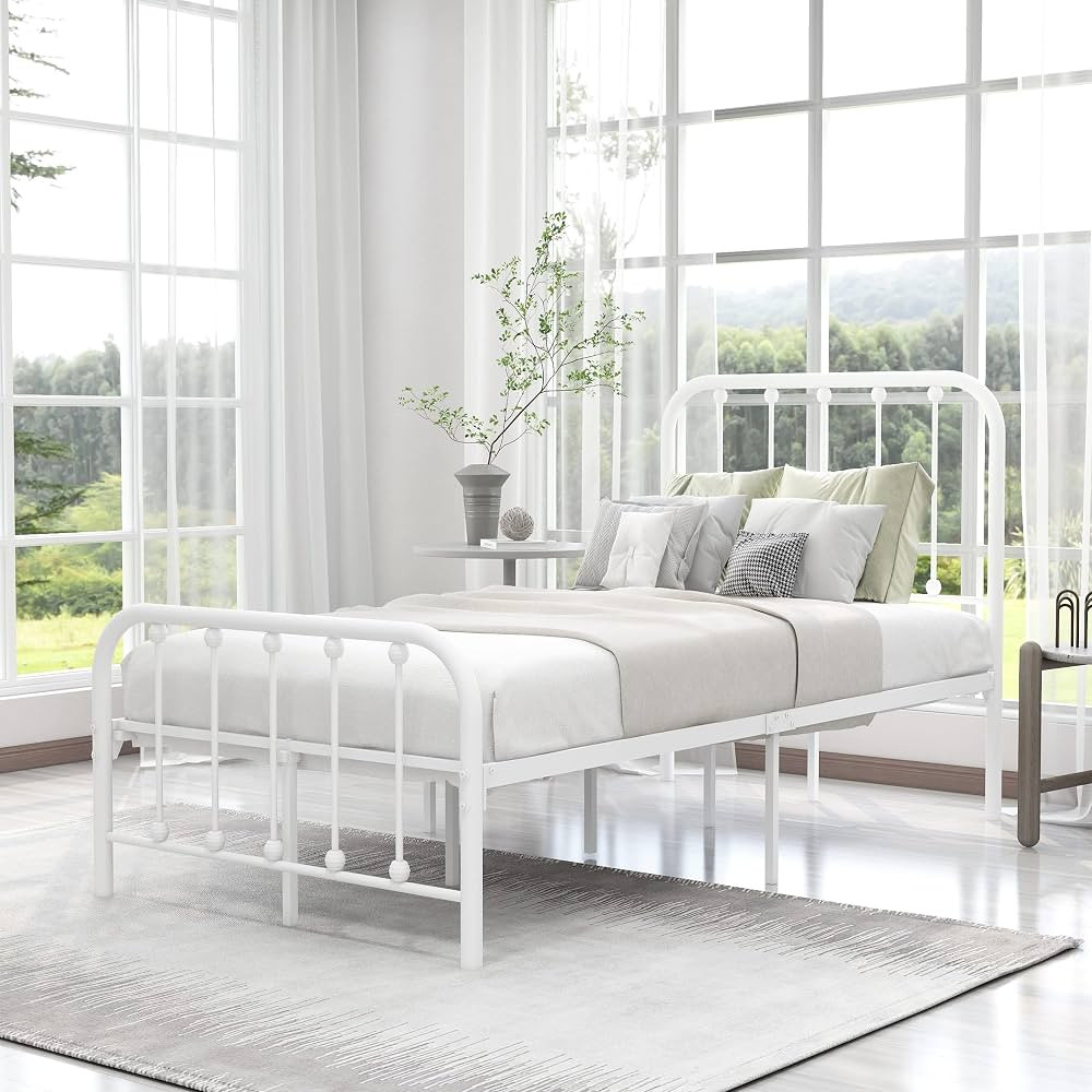 alazyhome Twin Size Metal Platform Bed Frame with Headboard and Footboard Sturdy Heavy Duty Steel... | Amazon (US)