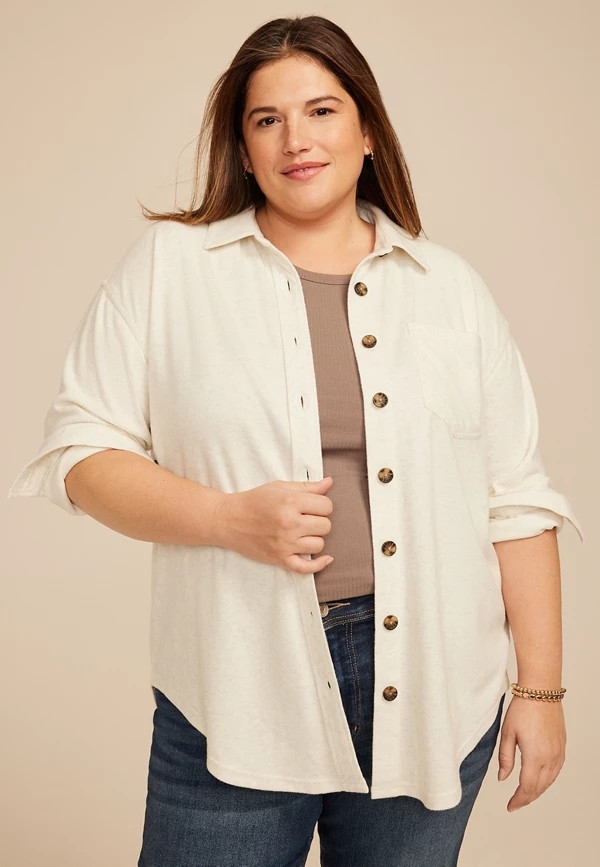 Plus Size Knit Boyfriend Shacket | Maurices