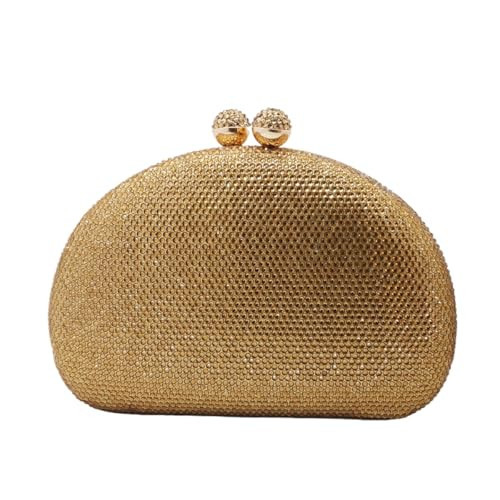 UMREN Women Sparkly Rhinestone Evening Bag Crystal Clutch Purses Glitter Shell Shaped Handbag Wedding Prom Shoulder Bag Gold | Amazon (US)
