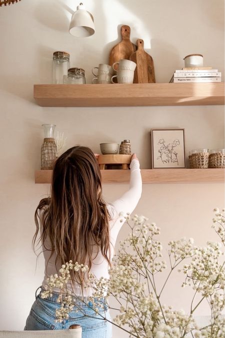 Kitchen shelf decor, kitchen decor, kitchen shelf styling, spring decor 

#LTKhome #LTKFind #LTKunder50