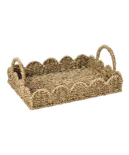 Natural Woven Scalloped Seagrass Tray | Zulily