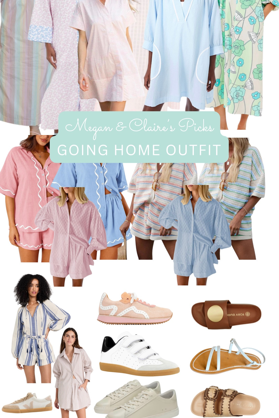 Our roundup of going home outfits for mom! When we brought our five kiddos home from the hospital, our top priority was comfort. We loved a comfy slide on sandal or sneaker for the inevitable feet swelling. These looks will have you photos ready while still feeling cozy!