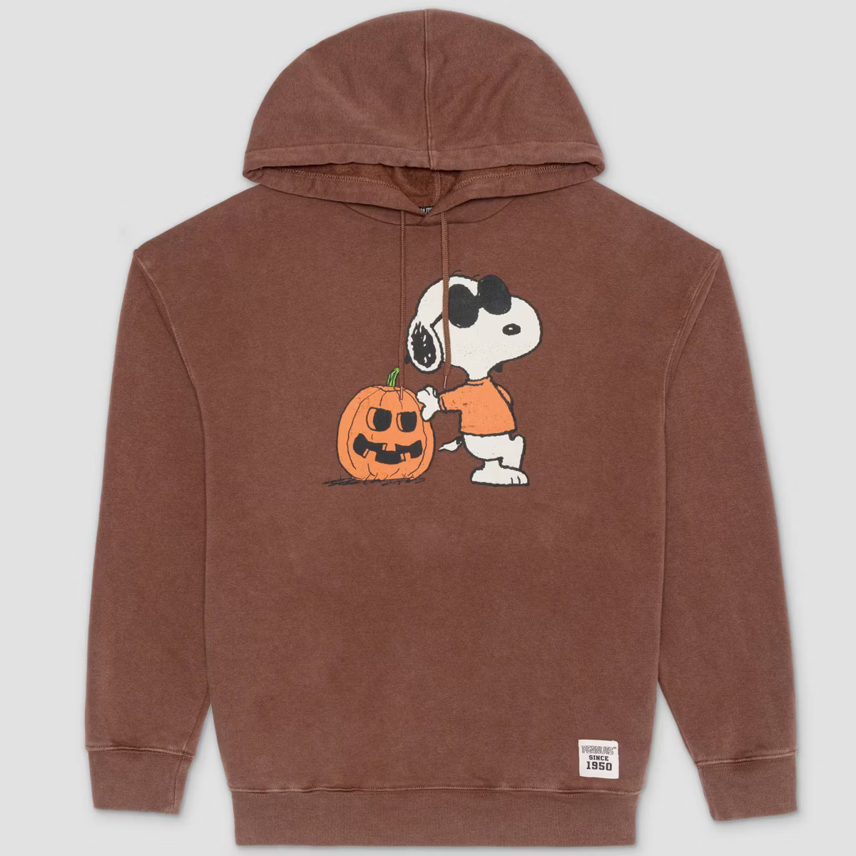 Adult Peanuts Snoopy Pumpkin Fleece Graphic Hooded Sweatshirt - Brown | Target