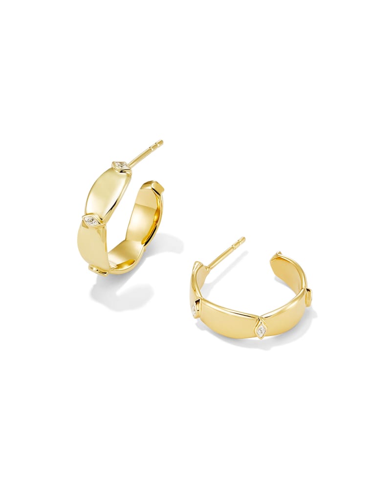 Jordan 18k Gold Vermeil Hoop Earrings in White Sapphire | Kendra Scott