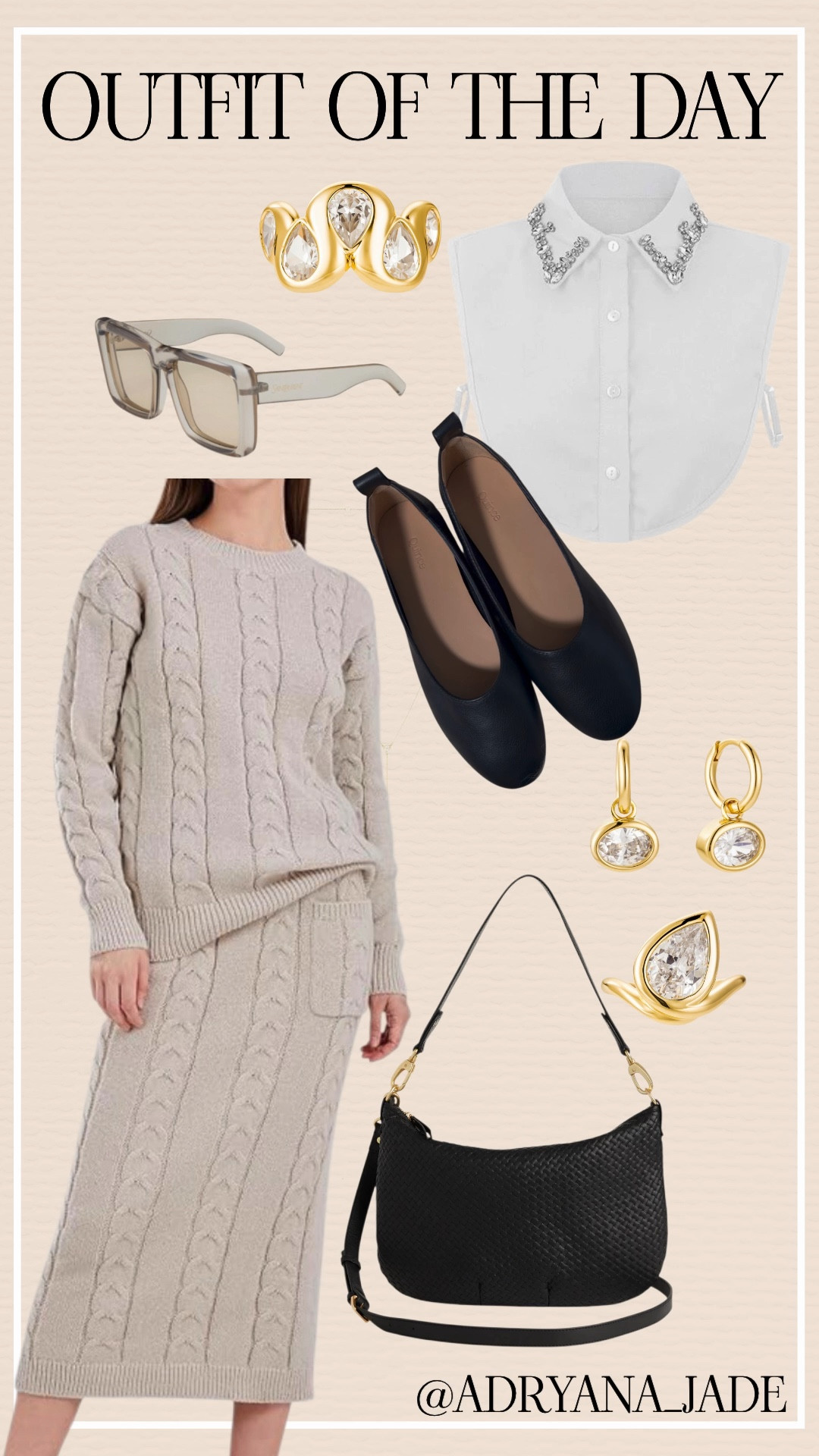 Today’s look is proof that cozy can still be elevated.

This cable knit sweater skirt (Amazon find 🙌) is giving effortless chic, and I topped it with an embellished collar because you already know… I never pass up good bling. A little sparkle goes a long way. ✨

I added an all-leather woven crossbody with a cream linked chain for extra umph (details matter!), the softest black ballet flats that feel like I’m walking on sunshine, my new favorite sunnies, a mauve-y lip, and accessories that pull it all together beautifully.

Reminder, ladies: you don’t need a special occasion to look put together. You are the occasion. Get dressed in a way that makes you feel confident, capable, and just a little unstoppable.

Everything is linked in LTK...go shop the look and elevate your day. #styleover50 #over50andfabulous #midlifestyle #over50fashion #fashionover50

#LTKootd #LTKOver40 #LTKgrwm