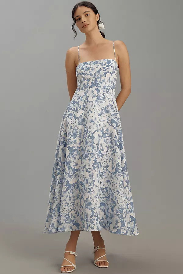 Monette Linen Midi Dress | Anthropologie (US)