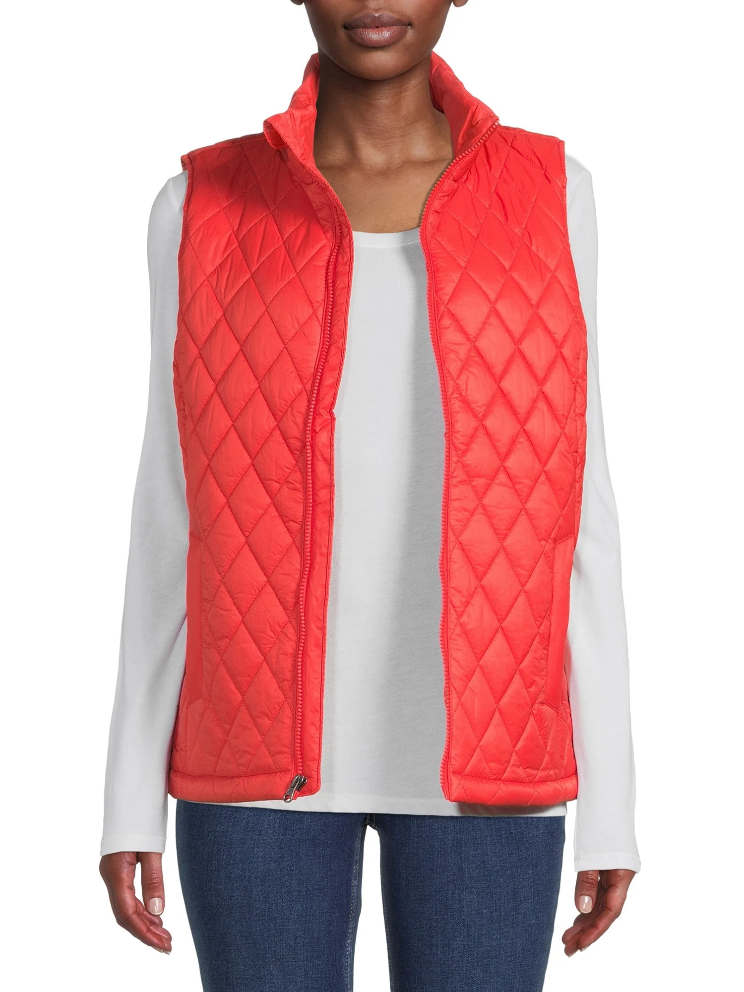 Time and Tru Women's and Plus Diamond Quilt Vest - Walmart.com | Walmart (US)