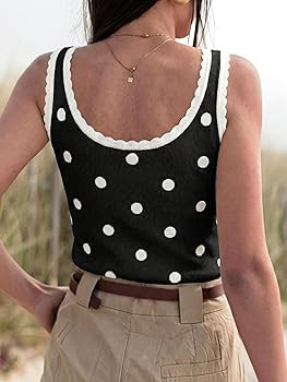 Tankaneo Womens V Neck Polka Dot Tank Tops 2026 Sleeveless Ribbed Knit Shirts Summer Casual Sexy ... | Amazon (US)