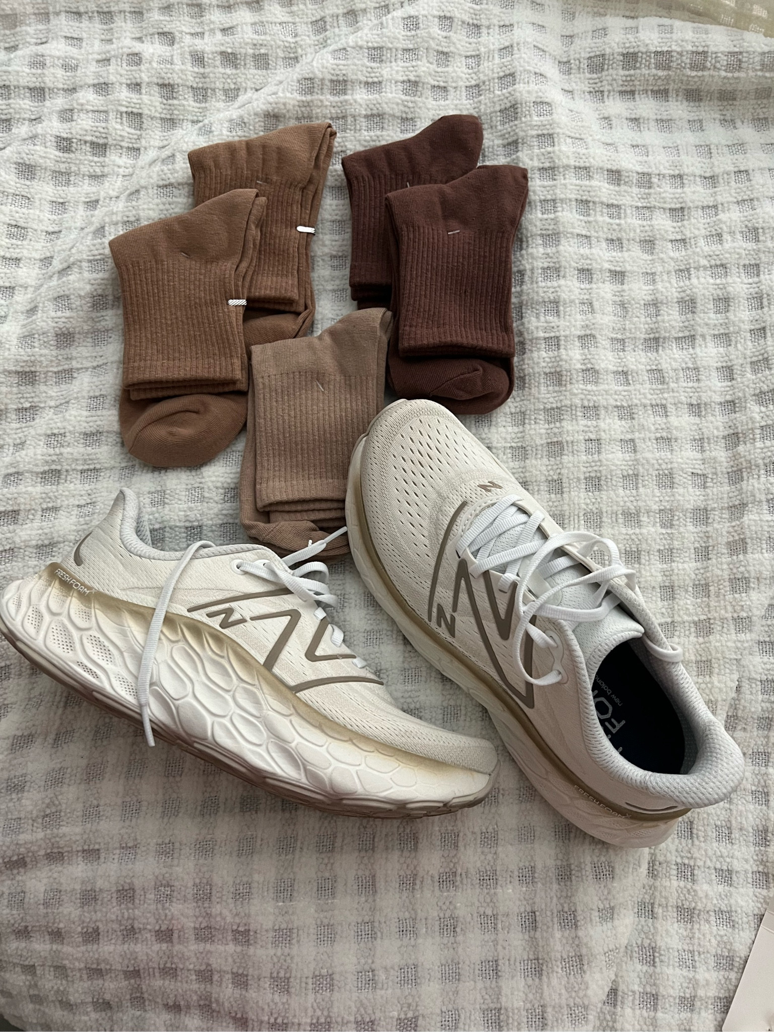 Neutral Running Gear, Love these max cushion New Balance Running Shoes, Pair them with neutral socks 🧦 

..neutral socks, quarter socks, new balance shoes, foam running shoes, long distance running shoes, beige sneakers, cream sneakers, new balance foam 

#LTKtravel #LTKshoecrush #LTKfit