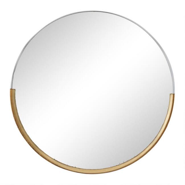 Round Gold Half Frame Mirror | World Market