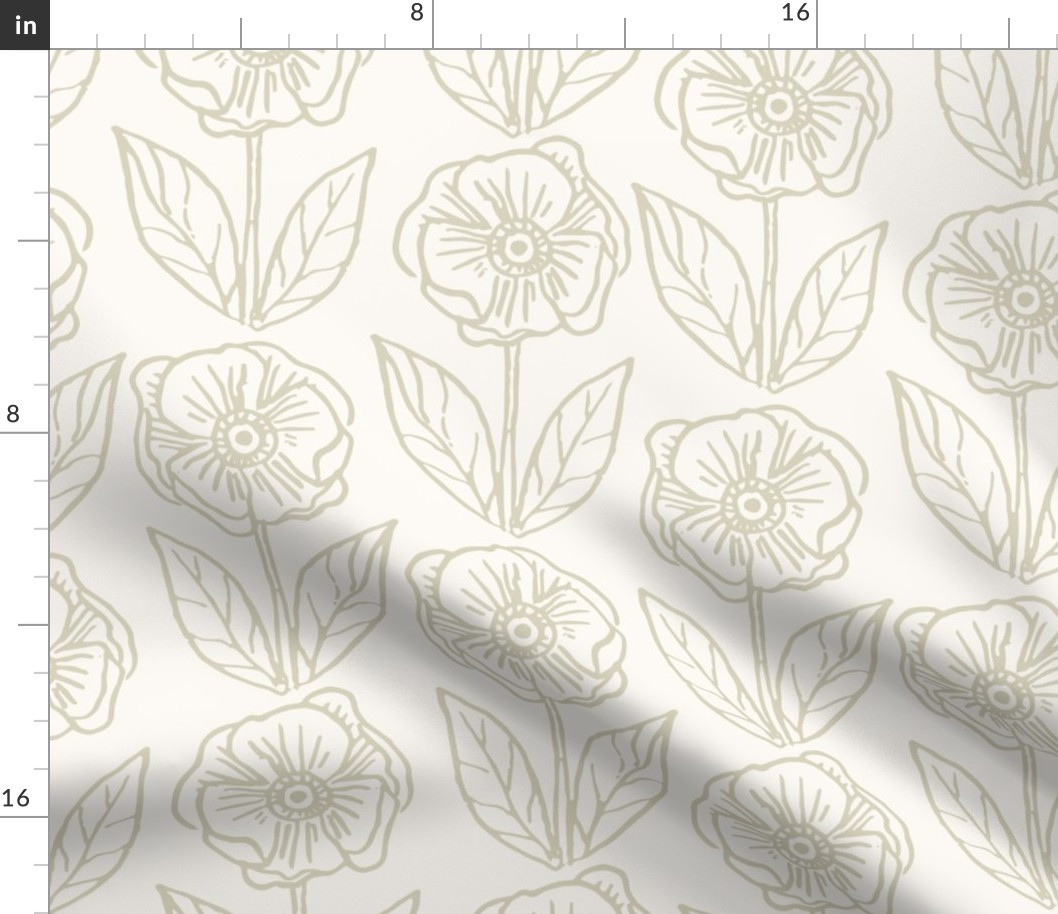 0219_LH_Single File Floral Neutral Large | Spoonflower