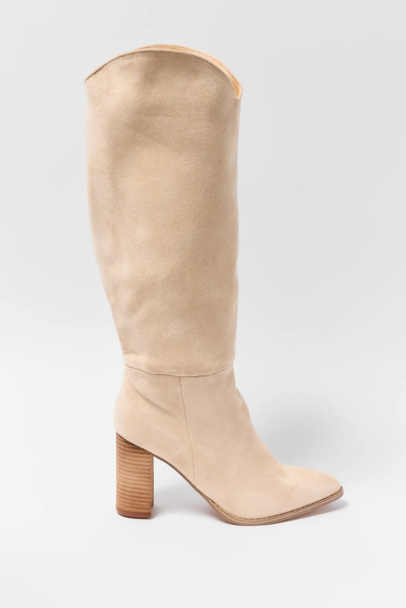 Beige Faux Suede Tall Boots | Avara