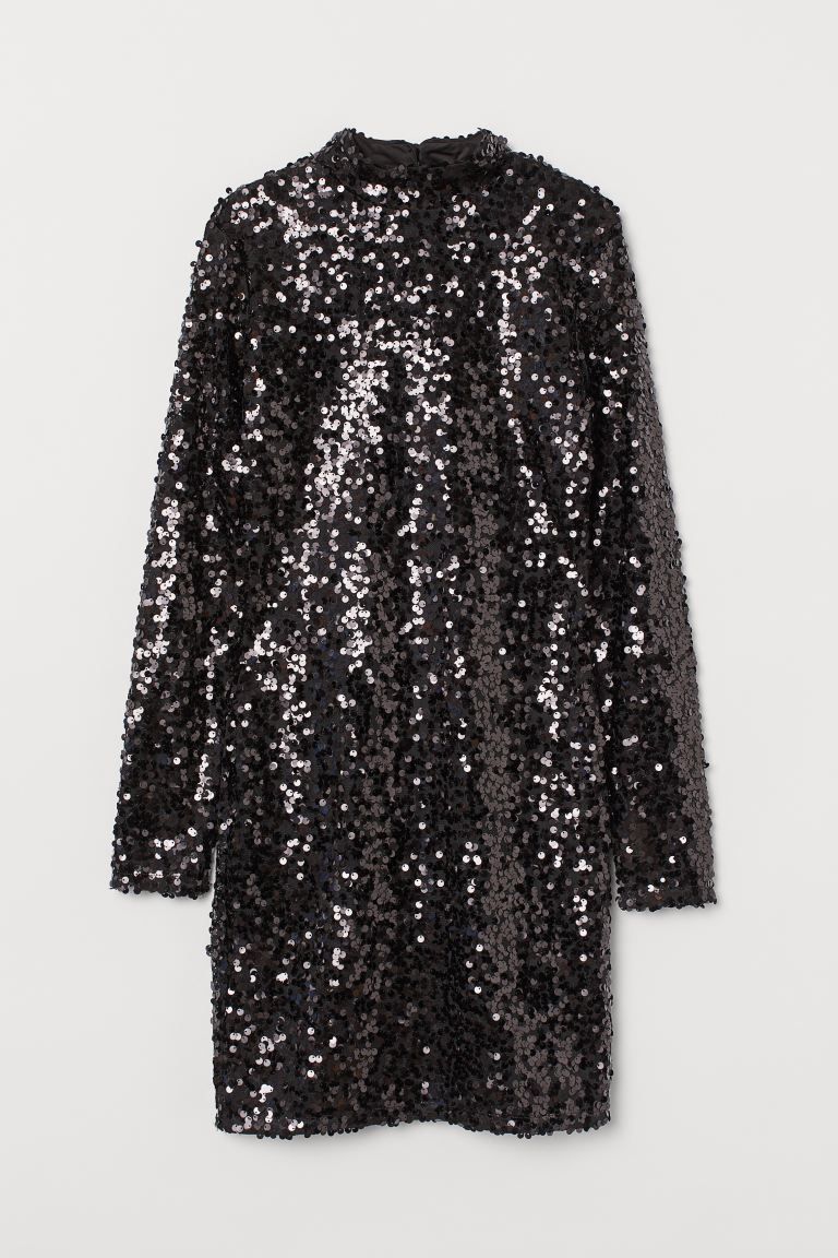 Stand-up collar sequined dress | H&M (UK, MY, IN, SG, PH, TW, HK)