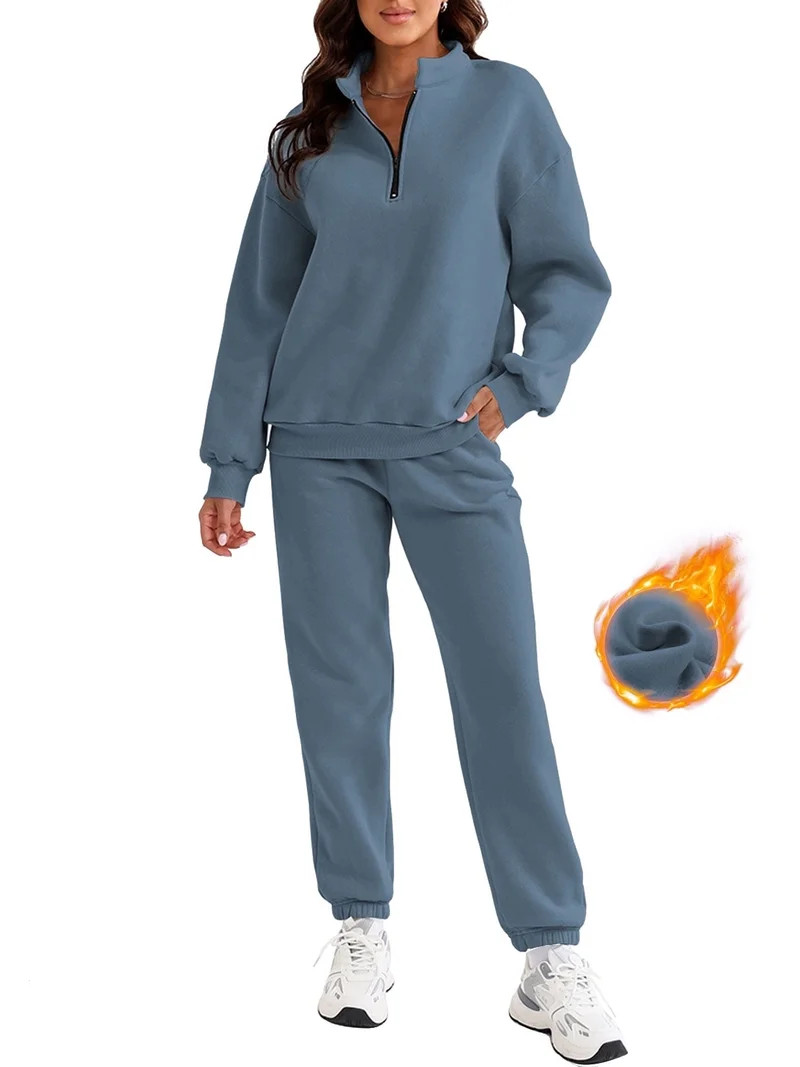 SHEWIN Women's Sweatsuits Fleece Lined Jogger Set Lounge Sets Long Sleeve Sweatshirt Long Sweatpa... | Walmart (US)