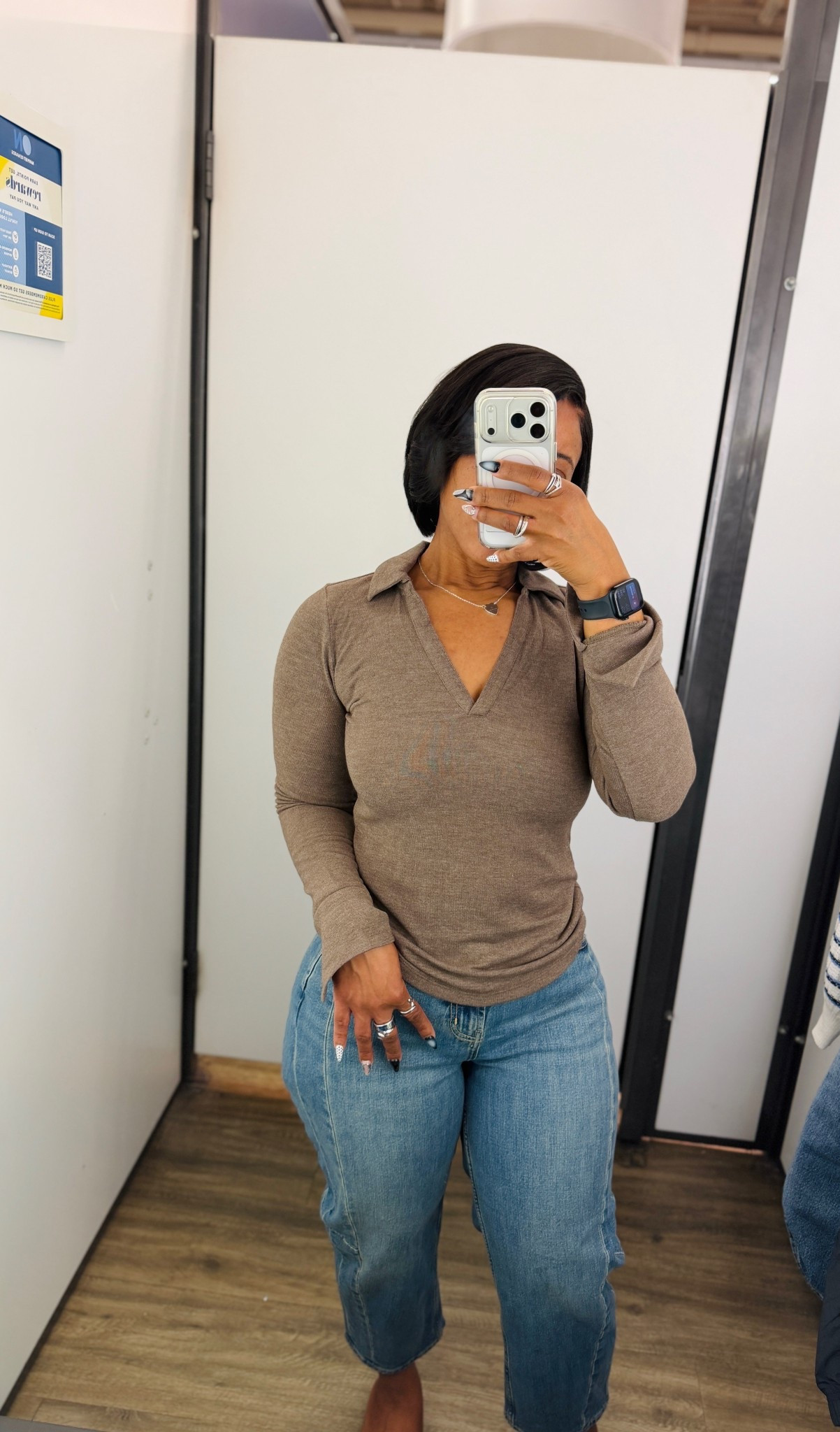The perfect long sleeve basic with a flare to it. I am wearing a size small and it has some stretch, really comfortable and soft. Love the split by cuff, comes in two other colors. Wearing a size 6 petite in the barrel jeans. 

#LTKSaleAlert #LTKFindsUnder100 #LTKPetite