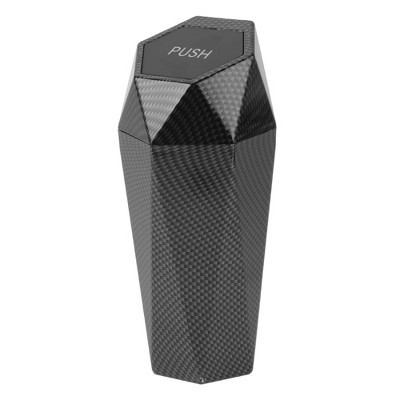 Unique Bargains Car Trash Can Portable Car Cup Holder Plastic Trash Bin 1 Pc Carbon Fiber Pattern Black | Target