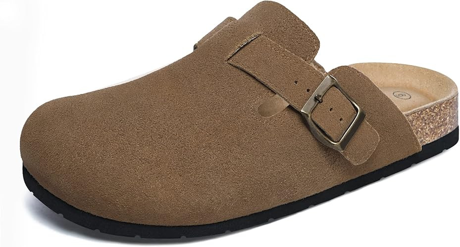 Xiakolaka Women's Suede Clogs Adjustable Buckle Slip on Footbed Home Clog Slippers | Amazon (US)