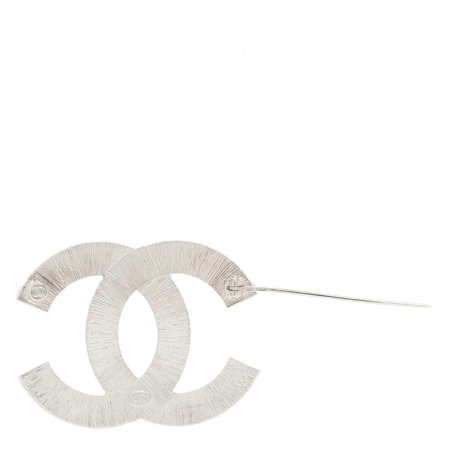 Baguette Crystal CC Brooch Silver | FASHIONPHILE (US)