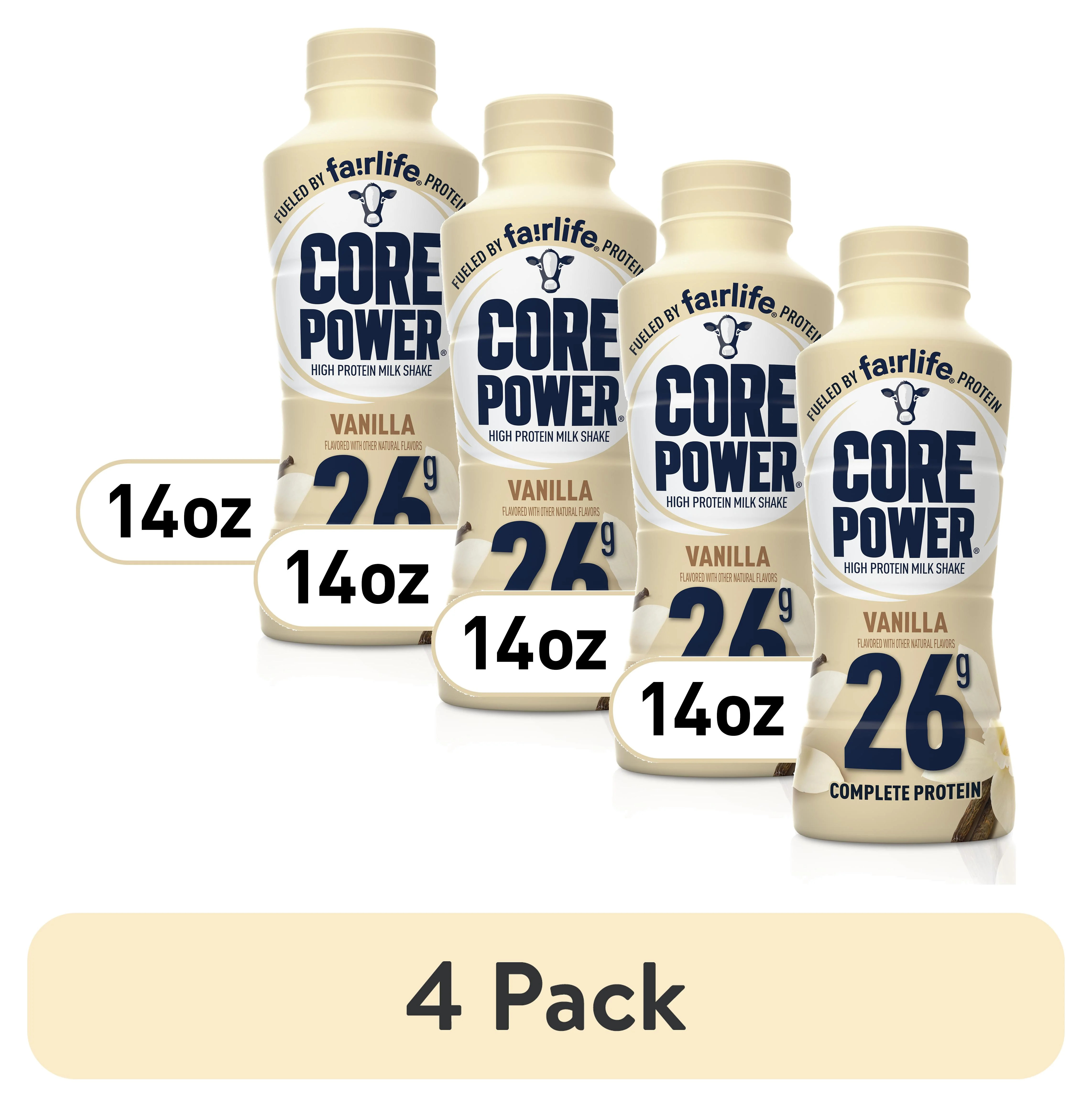 (4 pack) Core Power Protein Shake with 26g Protein by fairlife Milk, Vanilla, 14 fl oz | Walmart (US)