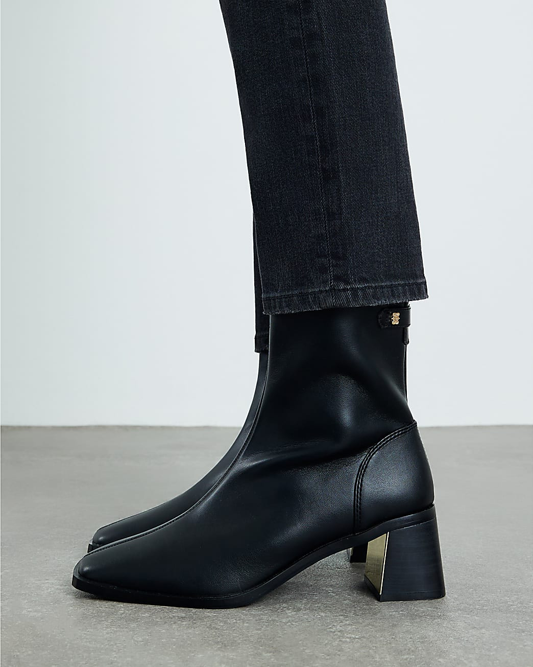 Black Block Heel Stretch Sock Boots | River Island UK & IE