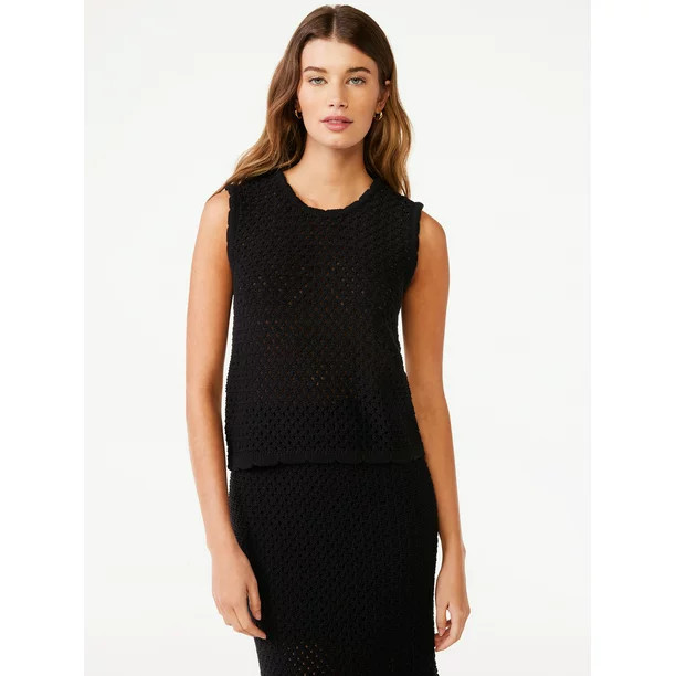 Free Assembly Women's Sleeveless Crochet Sweater Top, Sizes XS-XXXL | Walmart (US)