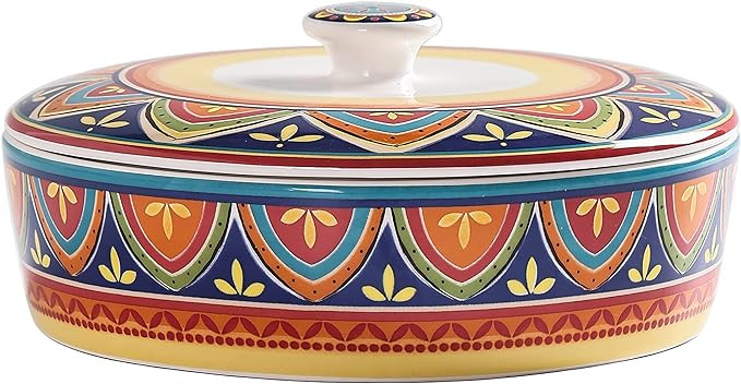 Bico Tunisian Ceramic 8.8 inch Tortilla Warmer, Tortilla Server with Lid, Taco Holder for Mexican... | Amazon (US)