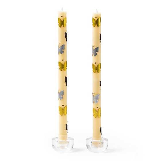 Butterfly Silver & Gold Dinner Candles, Set of 2 | MacKenzie-Childs