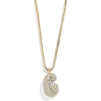 BaubleBar Gwen Mini Bubble Initial Necklace - Gold-Plated Bubble Letter Pendant, 17 Inch Chain wi... | Amazon (US)