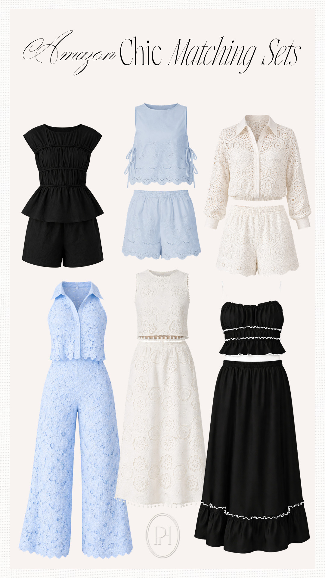 Loving these chic matching sets from Amazon for summertime!

black matching set, blue matching set, white matching set, blue pantsuit, summer pantsuit, eyelet matching set, lacy matching set, matching skirt and top, matching skirt set, vacation looks, summer fashion, summer style, summer looks, summer outfit, vacation looks, vacation outfit 

 #LTKgrwm #LTKootd #LTKSeasonal