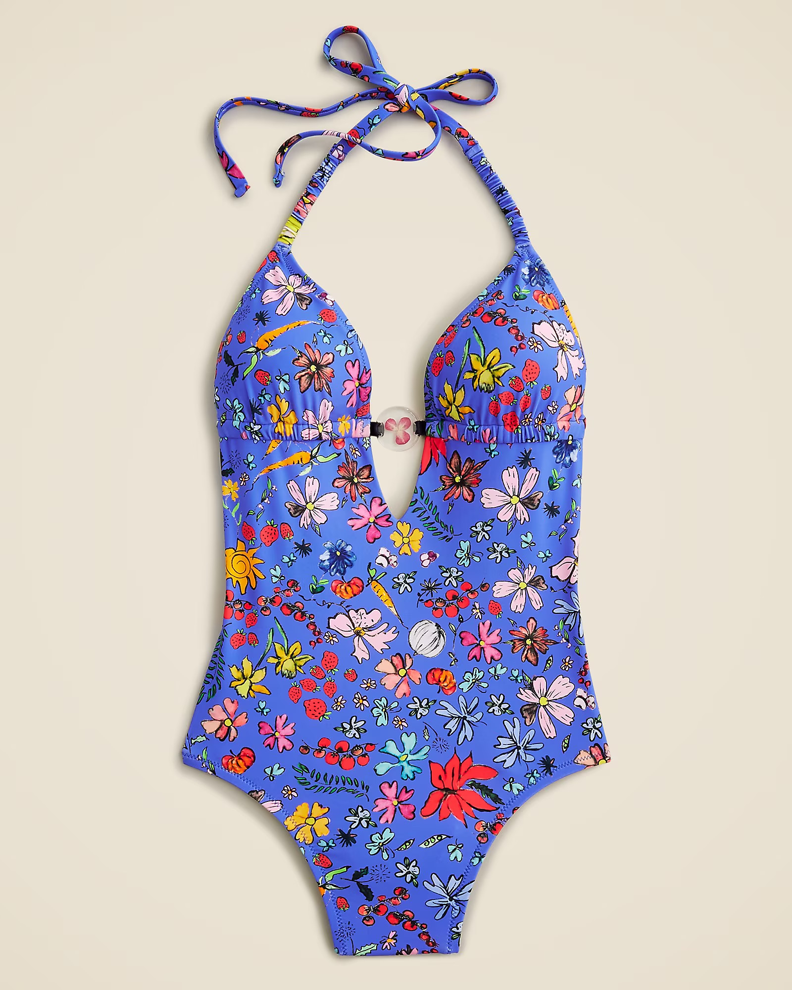 Dauphinette X J.Crew plunge one-piece swimsuit in cornucopia floral | J. Crew US