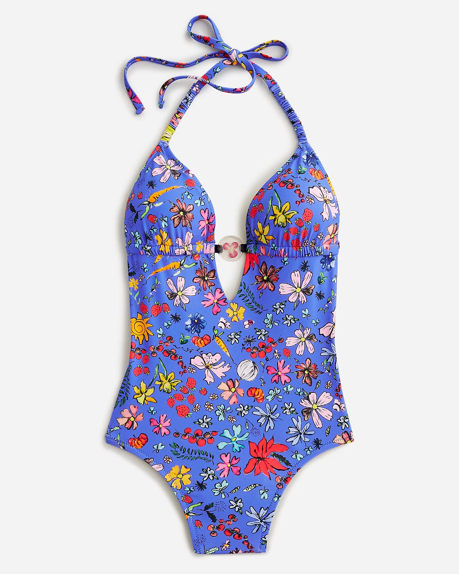 Dauphinette X J.Crew plunge one-piece swimsuit in cornucopia floral | J.Crew US