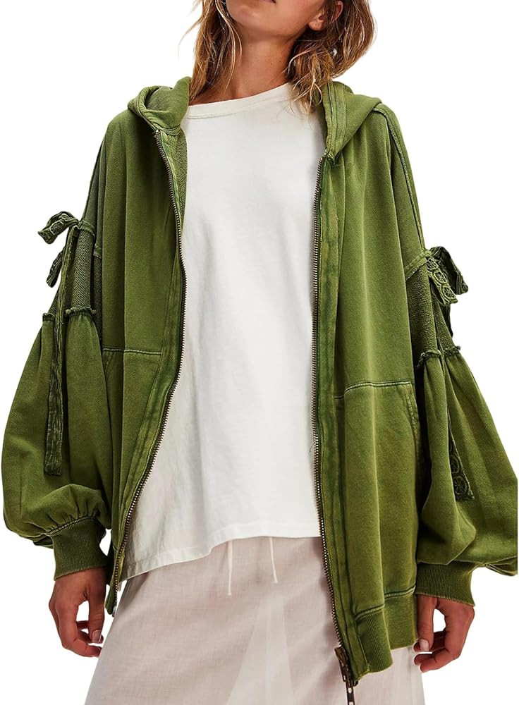 Womens Open Front Oversized Sweatshirt Loose Fit Teen Girls Preppy Long Sleeve Y2k Going Out Coat... | Amazon (US)