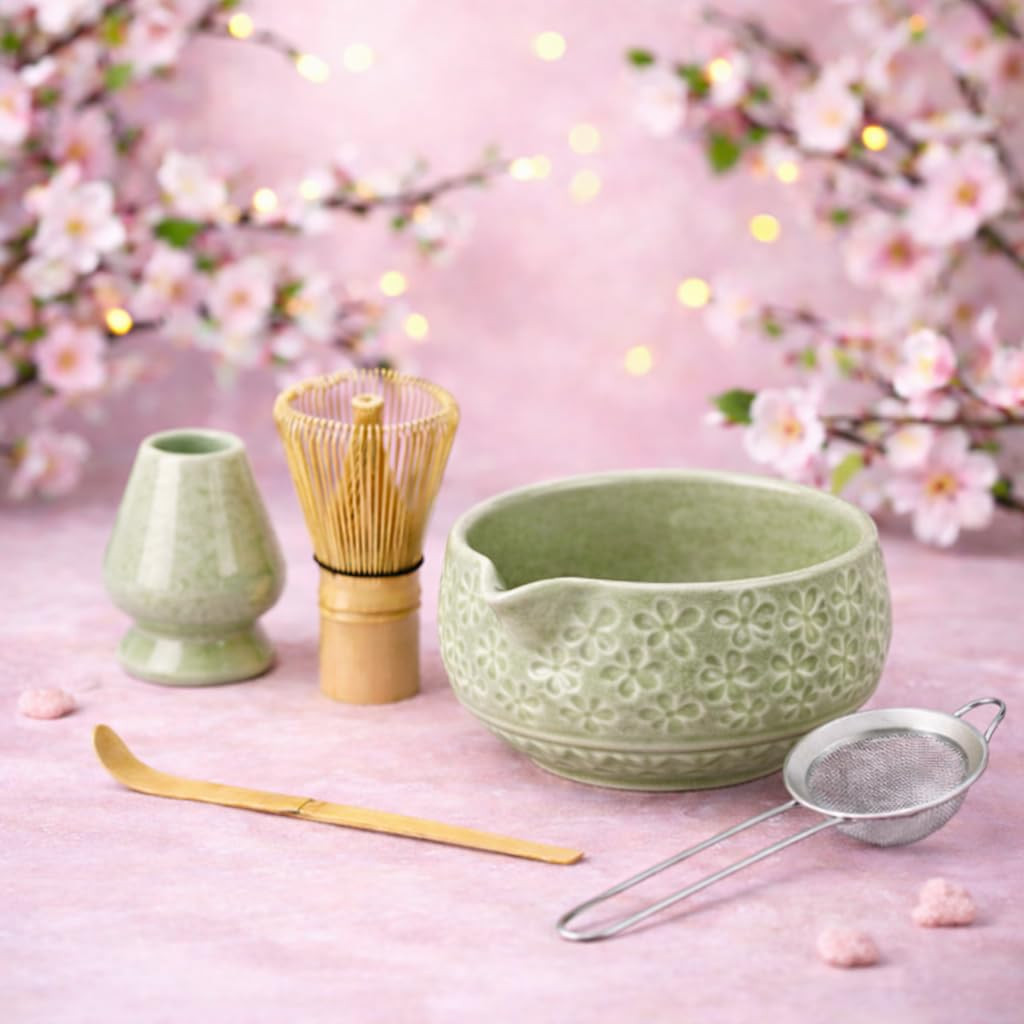 Matcha Whisk Set- Matcha Set includes Matcha Whisk and Bowl, Sifter, Holder and Scoop- The Perfec... | Amazon (US)