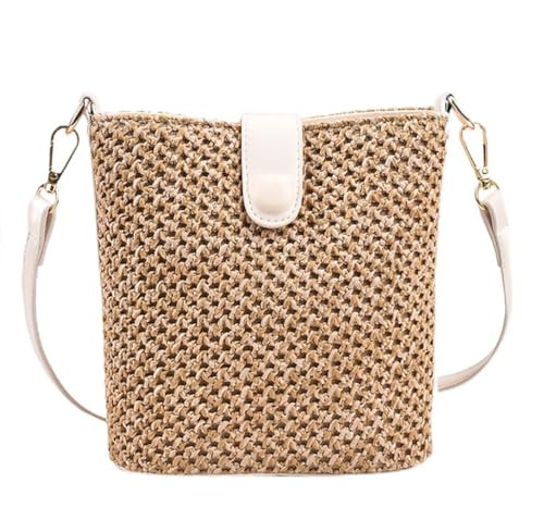 Women Straw Crossbody Bag Beach Handmade Rattan Shoulder Bags Hand Woven Leather Straps Straw Clu... | Amazon (US)