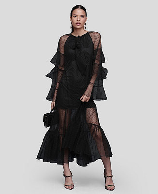 Avec Les Filles Women's Polka Dot Ruffle Tiered Maxi Dress - Macy's | Macy's