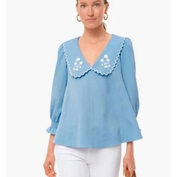 Tuckernuck Cornflower Embroidered Blouse S | Poshmark