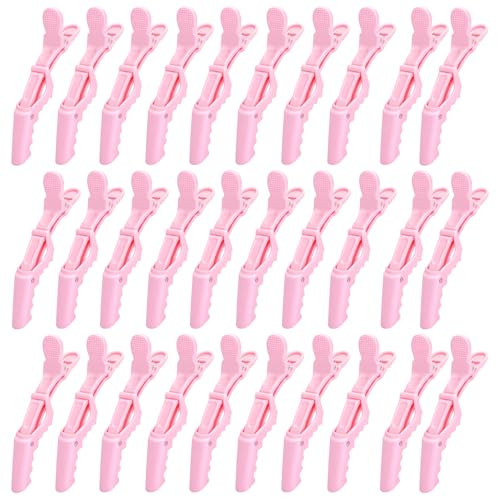 30 Pcs Alligator Hair Clip for Styling Sectioning - Salon Hair Clip for Thick Hair, Plastic Hair Styling Clip with Wide Teeth & Double-Hinged Design (Pink) | Amazon (US)