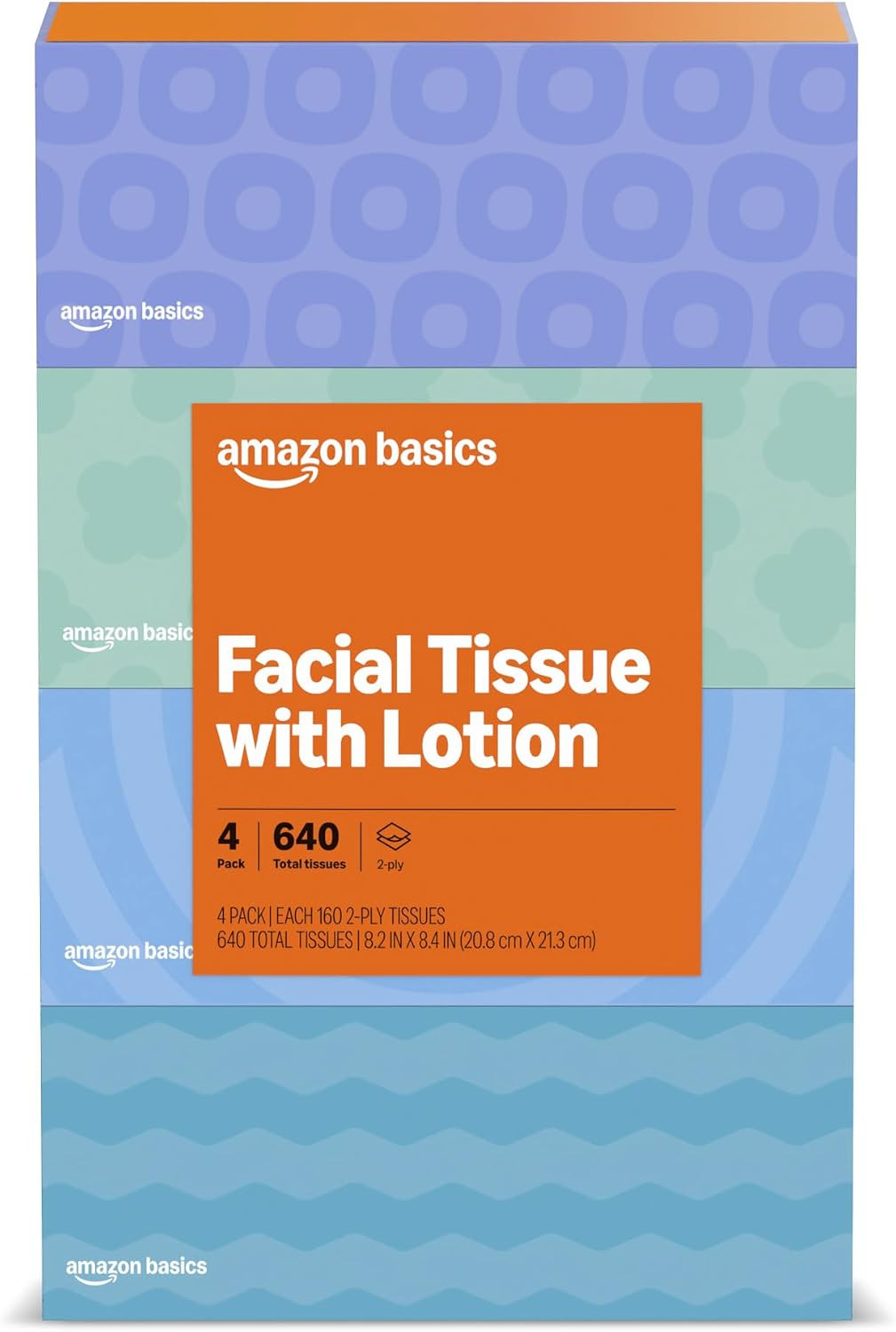 Amazon Basics Facial Tissue, 2-Ply, 640 Count (4 Packs of 160), (Packaging may vary) | Amazon (US)