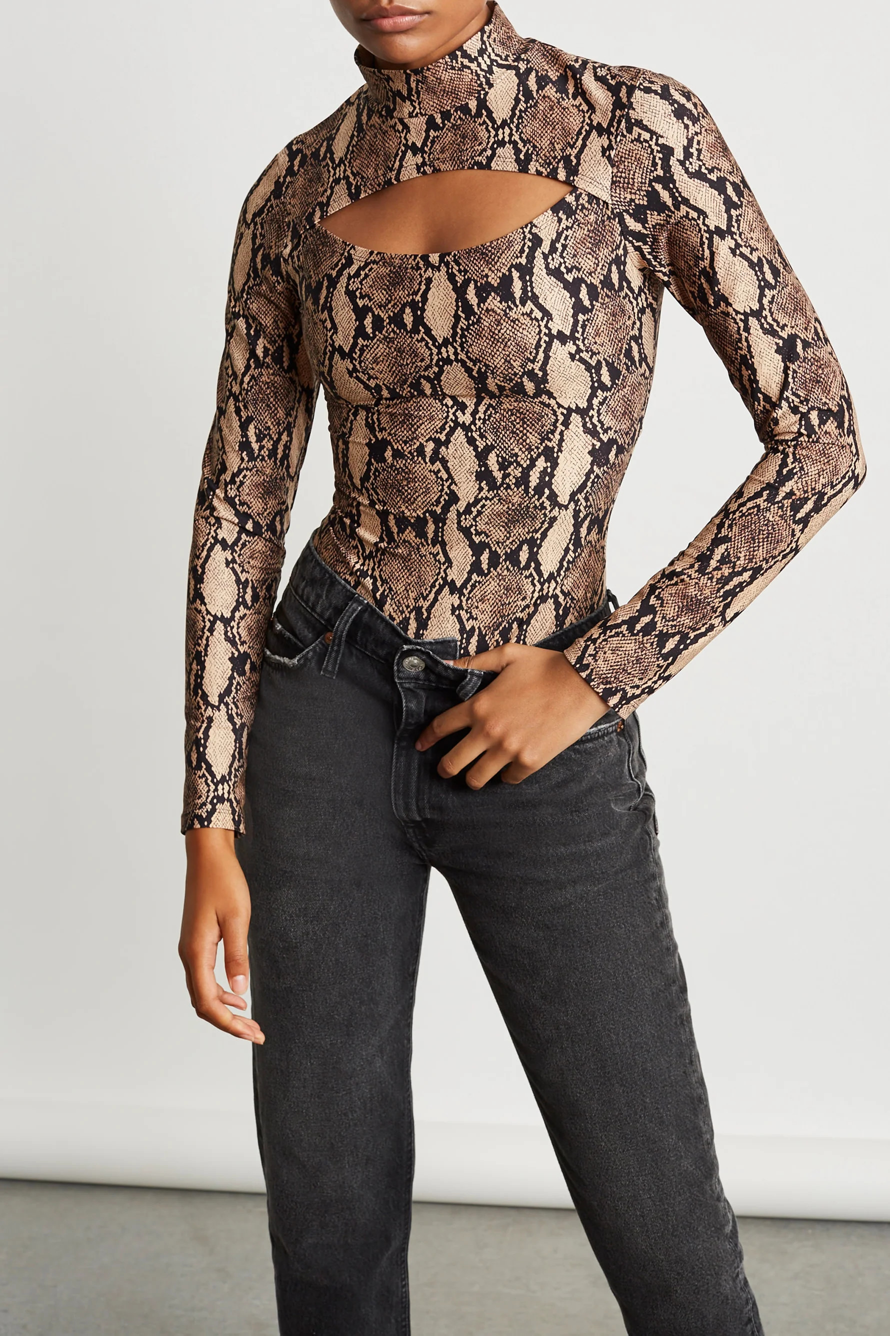 A.l.c. X Bandier Mock Neck Bodysuit in Python | Bandier