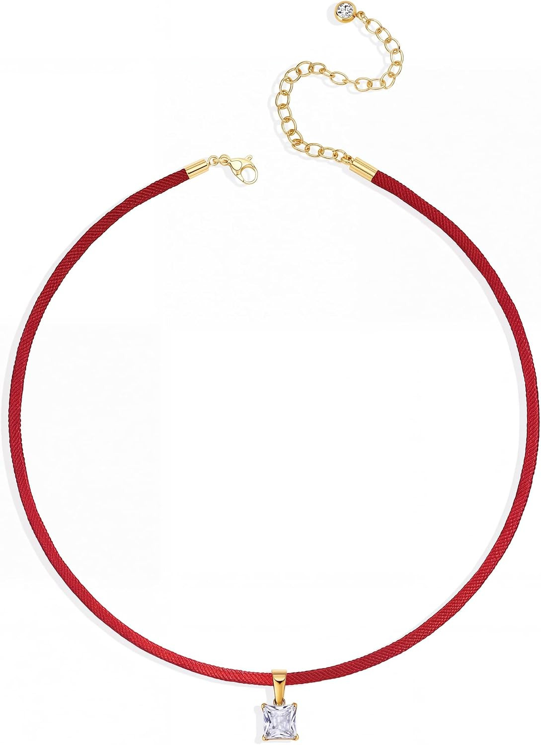 Cord Rope Choker Necklace with Dainty CZ Pendant for Women | Amazon (US)