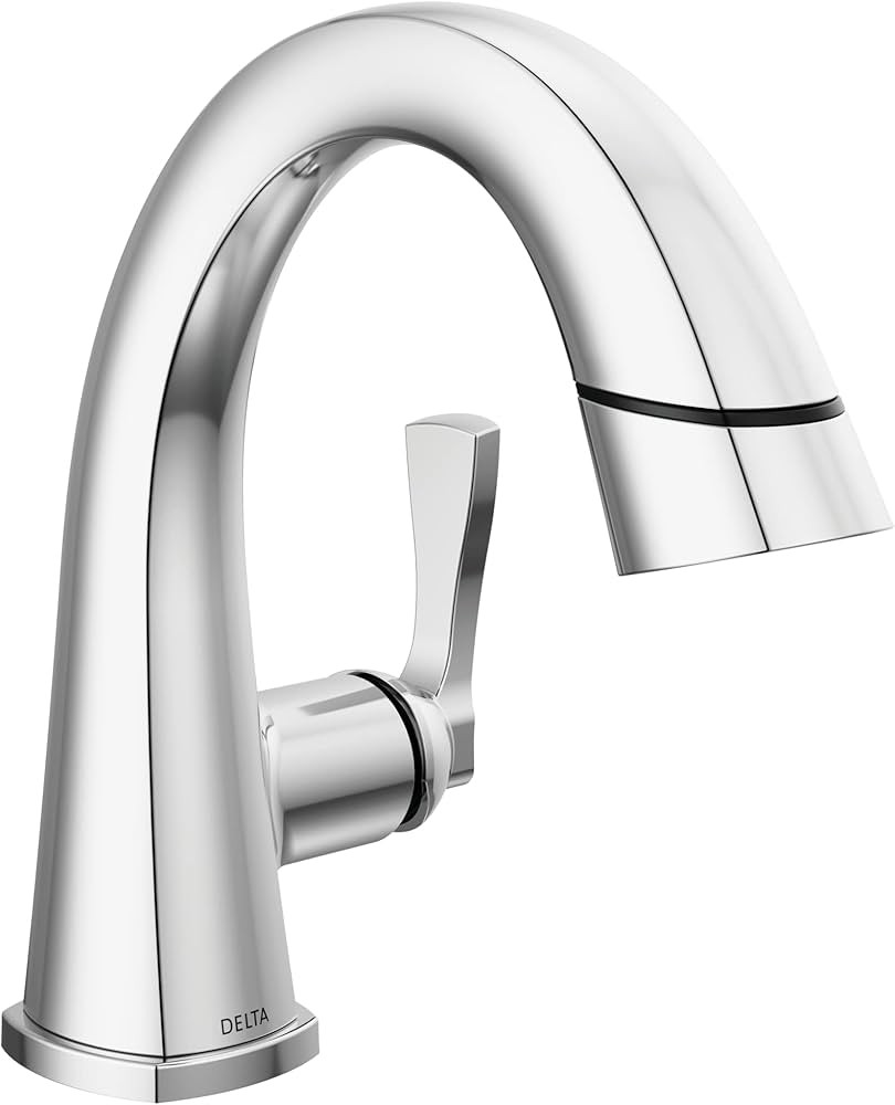 Delta Faucet Stryke Pull Down Bathroom Faucet, Bathroom Pull Out Faucet, Chrome Single Hole Bathr... | Amazon (US)